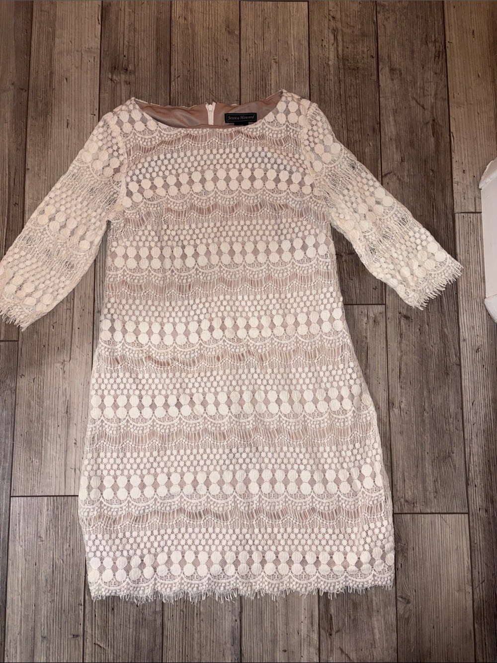 NWOT Jessica Howard Lace Shift Dress in Ivory and Blush 12p
